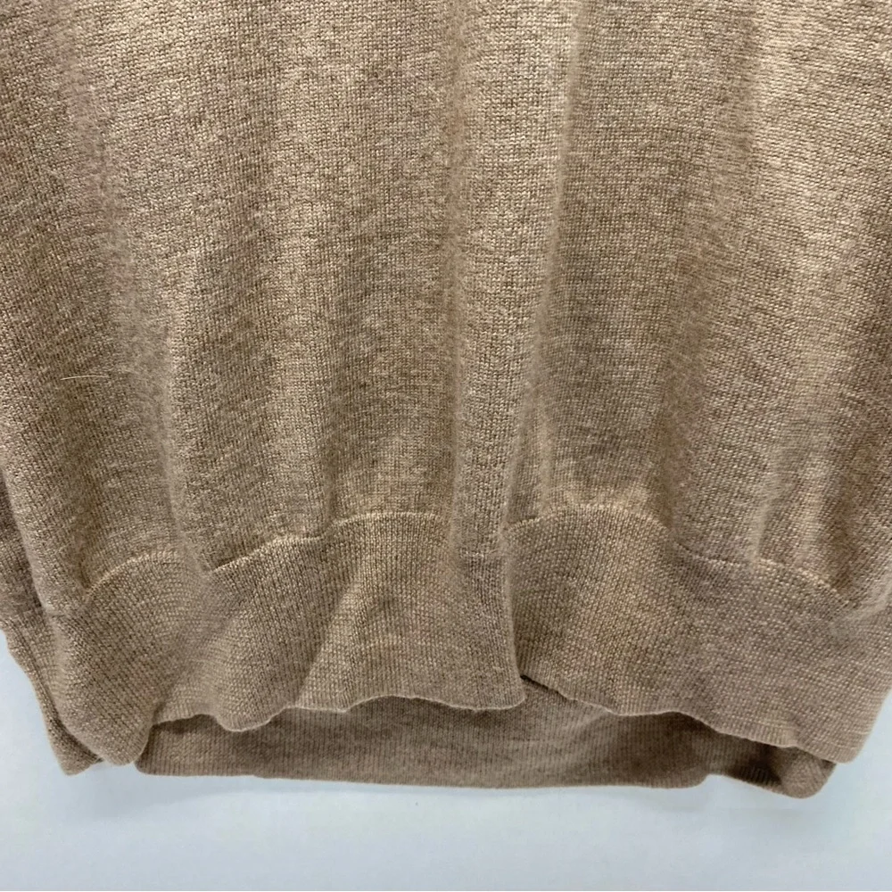 Express Mens Merino Wool XL Tan Sweater V Neck Pullover Modern Fit Grandpa